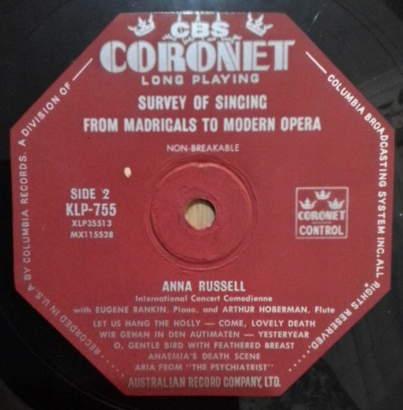Anna Russell With Jimmy Carroll And His Miserable Five : A Square Talk On Popular Music Or The Decline And Fall Of The Popular Song (LP, Album)