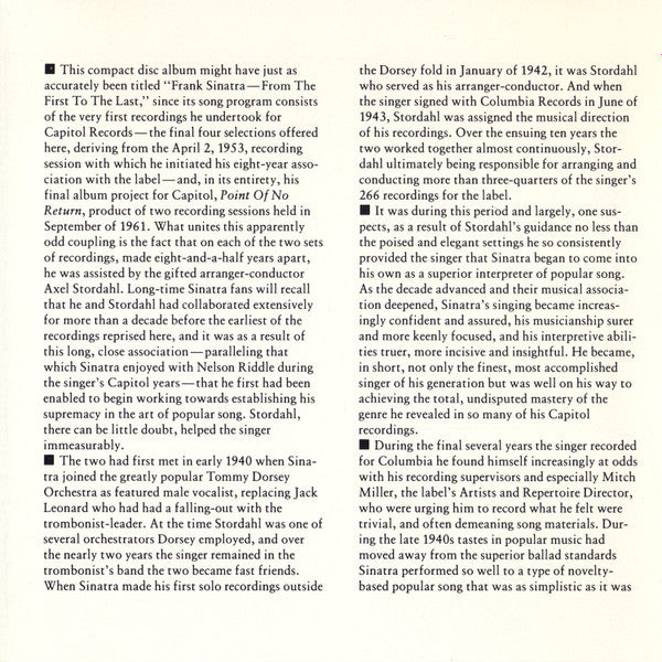 Frank Sinatra : Point Of No Return (CD, Album, RE, RM, Dig)