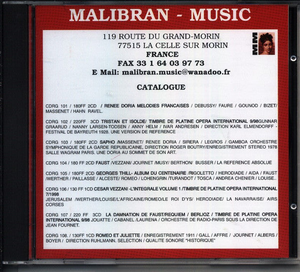 Jules Massenet, Renée Doria, André Messager, Camille Saint-Saëns : Catalogue (CD)