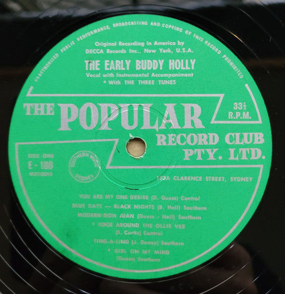 Buddy Holly : The Early Buddy Holly (LP, Mono, Club)