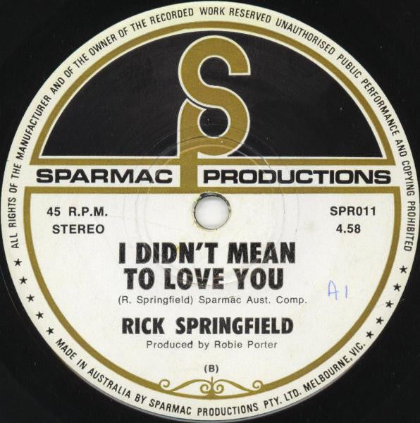 Rick Springfield : Speak To The Sky (7")