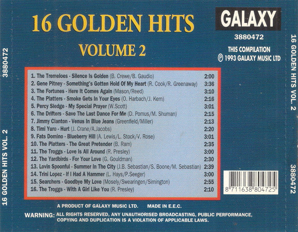 Various : 16 Golden Hits Volume 2  (CD, Comp)