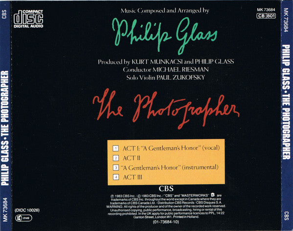 Philip Glass : The Photographer (CD, Album, RE)