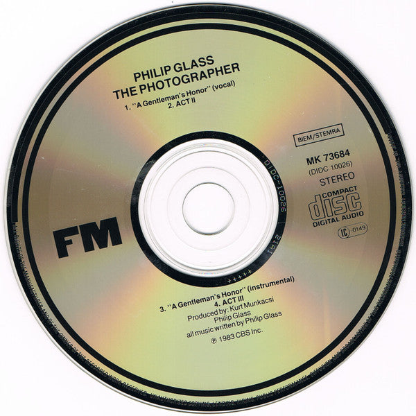 Philip Glass : The Photographer (CD, Album, RE)