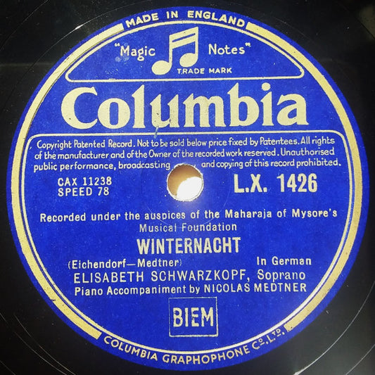 Elisabeth Schwarzkopf : Einsamkeit / Präludium / Winternacht (Shellac, 12", Mono)