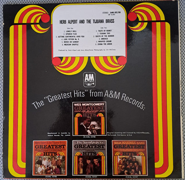 Herb Alpert & The Tijuana Brass : Greatest Hits (LP, Comp)
