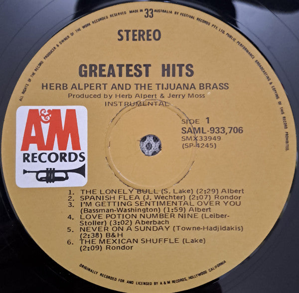 Herb Alpert & The Tijuana Brass : Greatest Hits (LP, Comp)