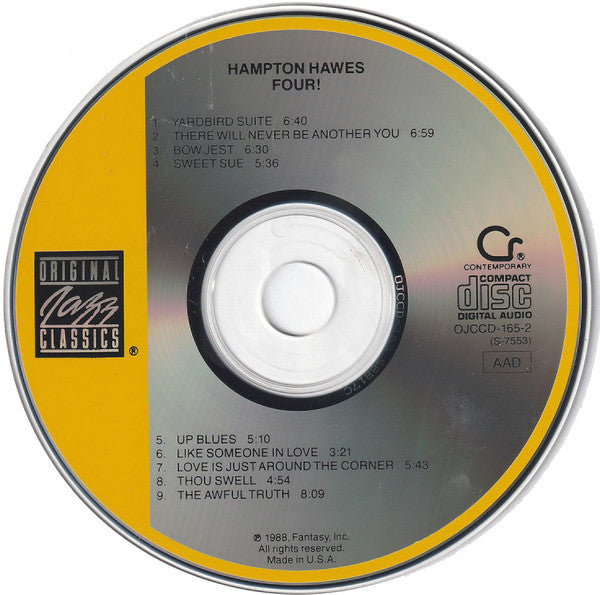 Hampton Hawes !!!! With Barney Kessel, Shelly Manne & Red Mitchell : Four! (CD, RE)