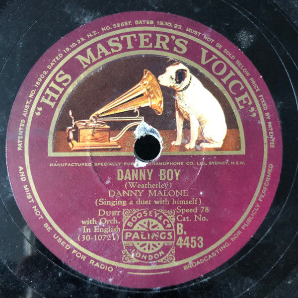 Danny Malone (6) : My Old Irish Mother / Danny Boy (Shellac, 10")