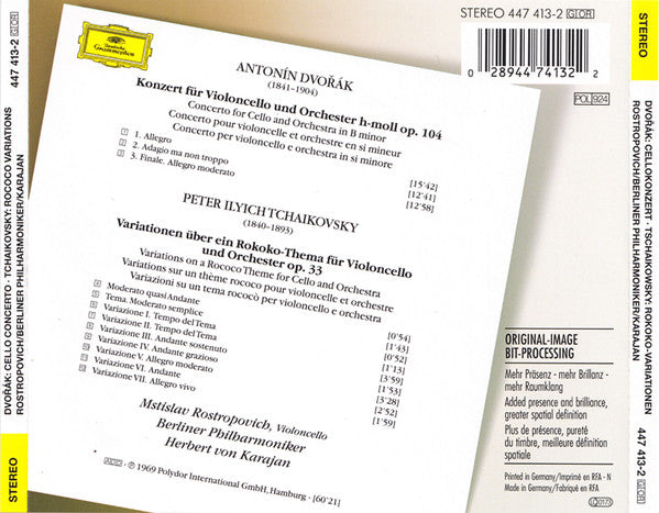 Dvořák* • Tschaikowsky* - Mstislav Rostropovich • Berliner Philharmoniker • Herbert von Karajan : Cellokonzert • Rokoko-Variationen (CD, Album, RE, RM)
