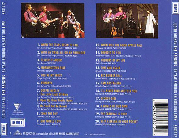 Judith Durham, The Seekers : 25 Year Reunion Celebration: Live In Concert At The Melbourne Concert Hall Australia (CD, Album)