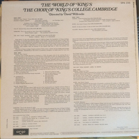 The Choir Of Kings College, Cambridge* Directed By David Willcocks : The World Of King's (LP, Comp)