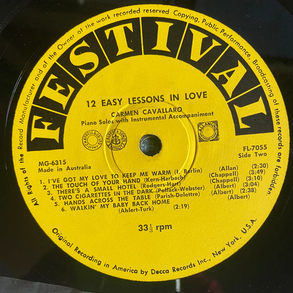 Carmen Cavallaro : 12 Easy Lessons In Love (LP, Album)