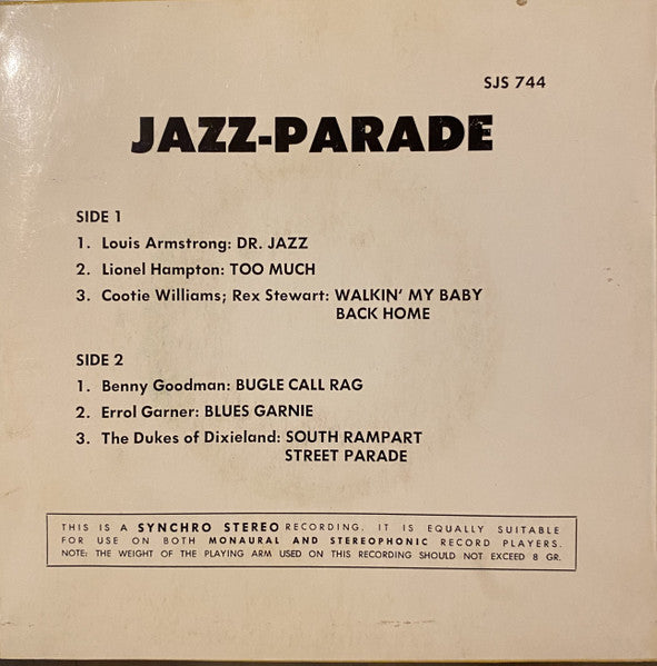 Various : Jazz Parade No. 2 (7", EP, Yel)