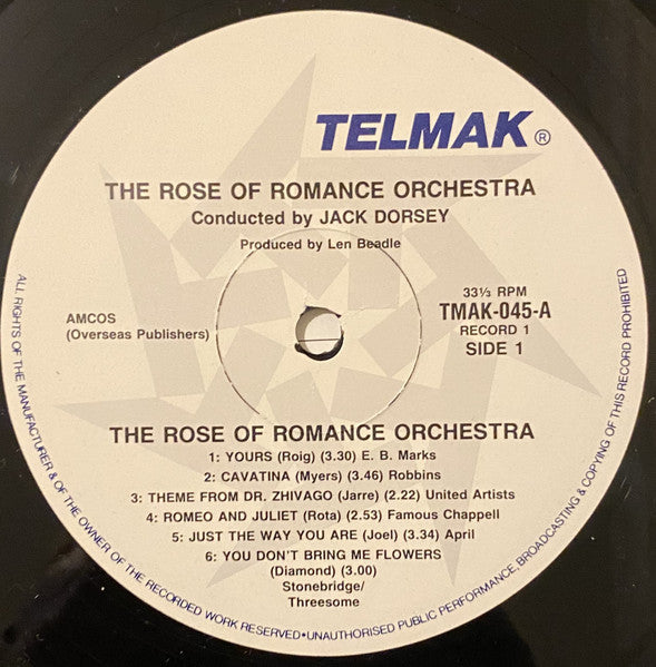 The Rose Of Romance Orchestra Conducted By Jack Dorsey : Volume 1 (LP, Album)