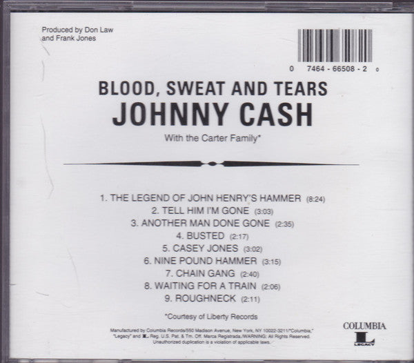 Johnny Cash : Blood, Sweat And Tears (CD, Album, RP)