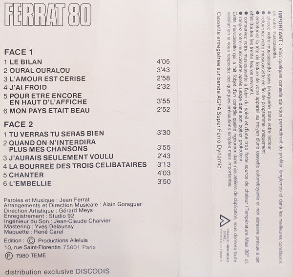 Ferrat* : Ferrat 80 (Cass, Album)