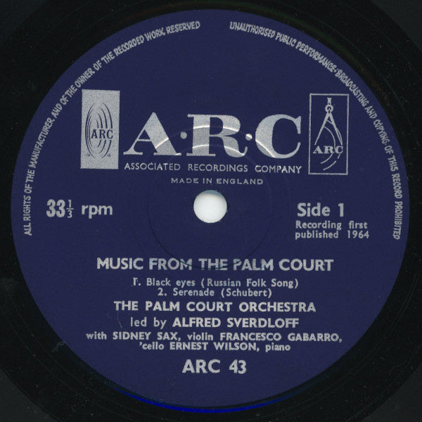The Palm Court Orchestra : Music From The Palm Court (7")