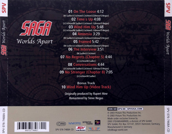 Saga (3) : Worlds Apart (CD, Album, Enh, RE, RM, RP)