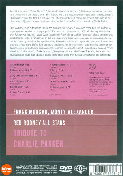 Frank Morgan, Monty Alexander, Red Rodney' All Stars : Tribute To Charlie Parker (DVD-V)
