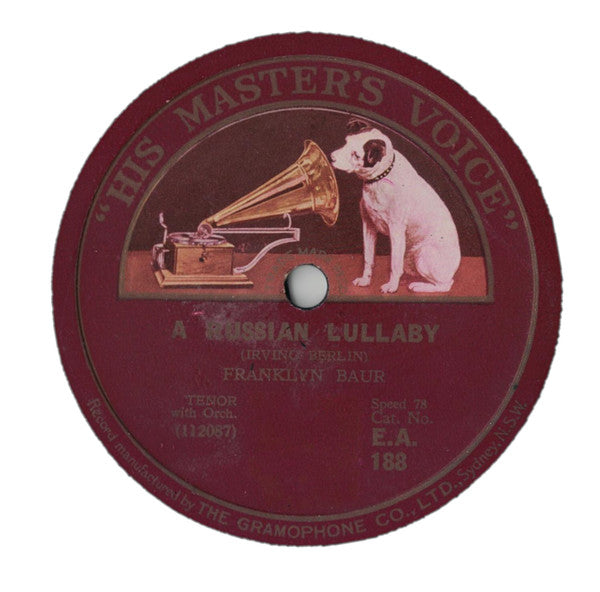 Franklyn Baur / Henry Burr : Russian Lullaby / Tired Hands (Shellac, 10")