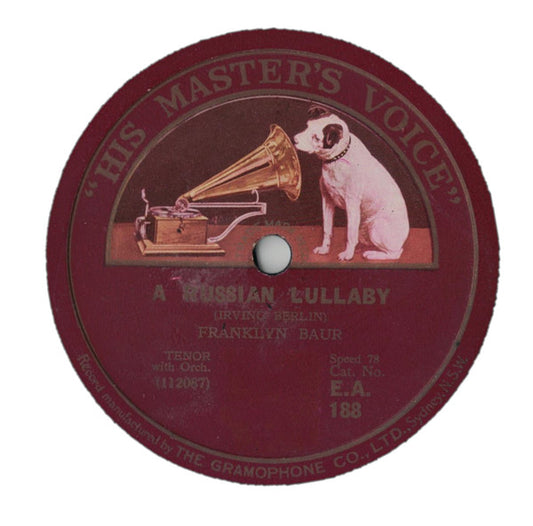 Franklyn Baur / Henry Burr : Russian Lullaby / Tired Hands (Shellac, 10")