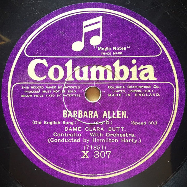 Clara Butt : Smilin' Through / Barbara Allen (Shellac, 10", 80 RPM, Mono)