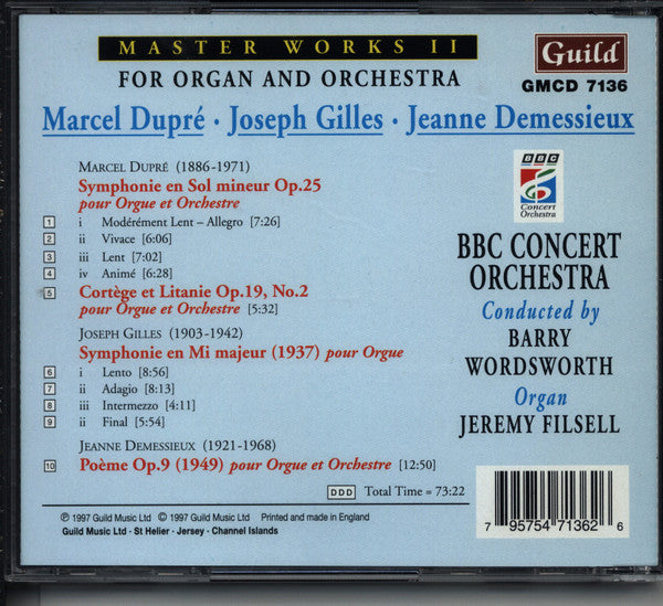Marcel Dupré / Joseph Gilles / Jeanne Demessieux, BBC Concert Orchestra, Barry Wordsworth, Jeremy Filsell : Master Works II For Organ And Orchestra (CD)