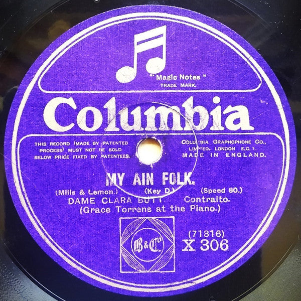 Clara Butt : My Ain Folk / Eileen Alannah  (Shellac, 10", 80 RPM, Mono)