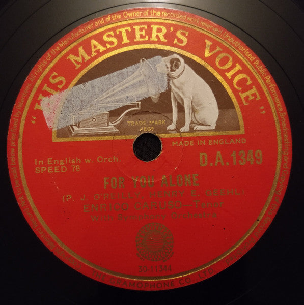 Enrico Caruso : A Dream / For You Alone (Shellac, 10", RE)