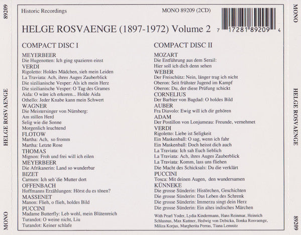 Helge Roswaenge : Volume 2 • 1931-1937 (2xCD, Comp, Mono)