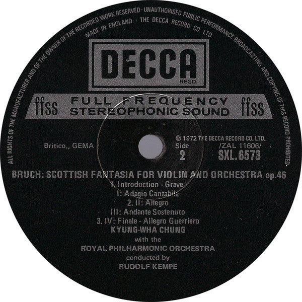 Bruch*, Kyung-Wha Chung, Royal Philharmonic Orchestra, Rudolf Kempe : Violin Concerto / Scottish Fantasia (LP, Album)