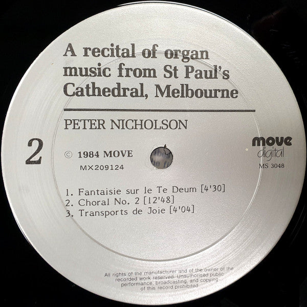 Peter Nicholson (7) : A Recital Of Organ Music From St. Paul's Cathedral, Melbourne (LP)