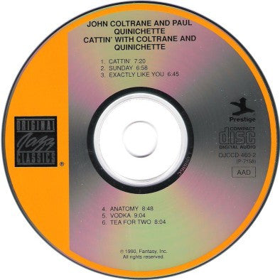 John Coltrane And Paul Quinichette : Cattin' With Coltrane And Quinichette (CD, Album, Mono)