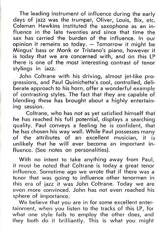 John Coltrane And Paul Quinichette : Cattin' With Coltrane And Quinichette (CD, Album, Mono)