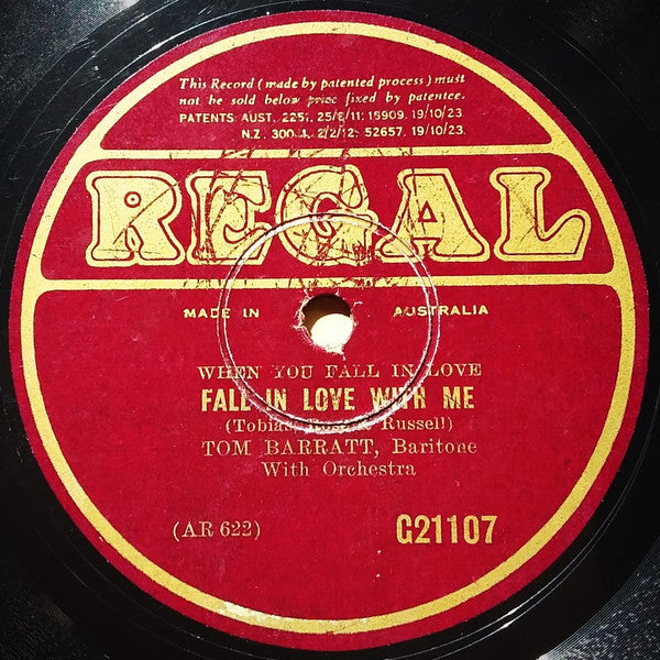 Tom Barratt : When You Fall In Love You Fall In Love With Me / Walkin' My Baby Back Home  (Shellac, 10", Mono)