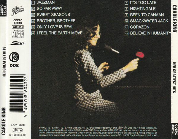 Carole King : Her Greatest Hits (CD, Comp, RE)