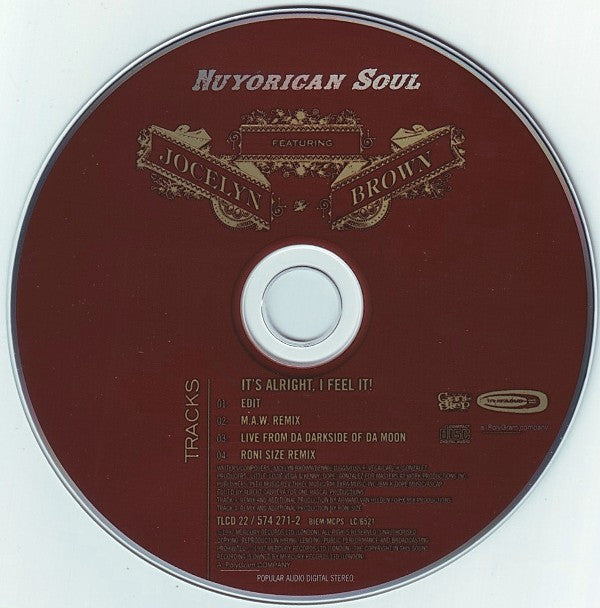 Nuyorican Soul Featuring Jocelyn Brown : It's Alright, I Feel It! (CD, Single)