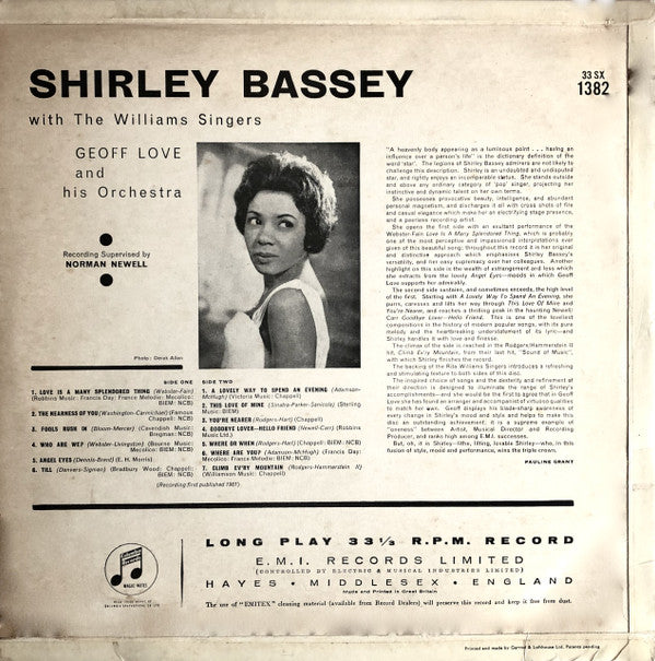 Shirley Bassey With The Williams Singers, Geoff Love & His Orchestra : Shirley Bassey (LP, Album, Mono)