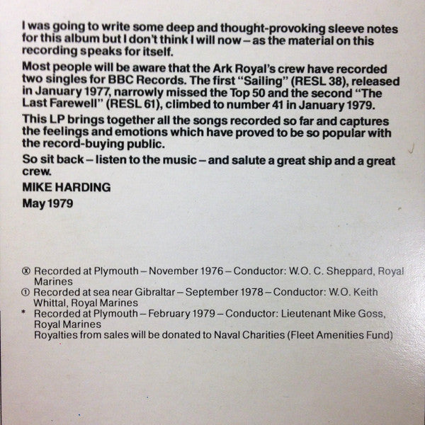 Ship's Company And Royal Marine Band Of H.M.S. Ark Royal : The Last Farewell (LP, Album)