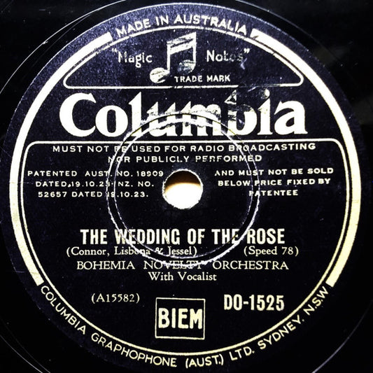 Bohemia Novelty Orchestra : The Wedding Of The Rose / Three Jolly Brothers (Shellac, 10", Mono)