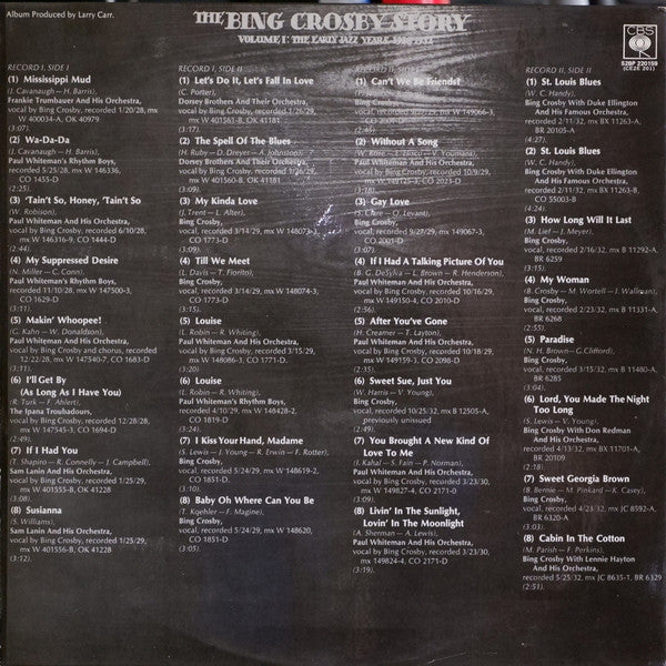 Bing Crosby : The Bing Crosby Story Volume I: The Early Jazz Years, 1928-1932 (2xLP, Comp, Mono, RE)