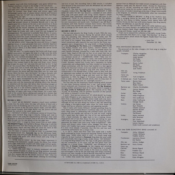 Bing Crosby : The Bing Crosby Story Volume I: The Early Jazz Years, 1928-1932 (2xLP, Comp, Mono, RE)