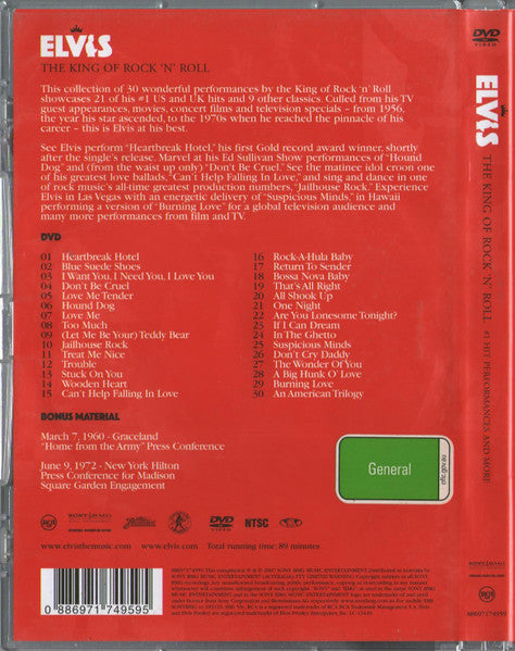 Elvis Presley : The King Of Rock 'N' Roll (#1 Hit Performances And More) (DVD, Comp, RE, RM, NTSC)