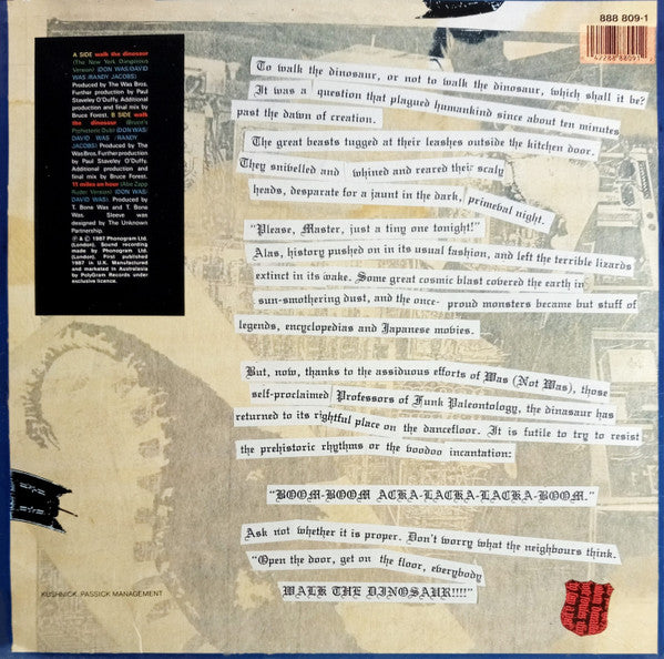 Was (Not Was) : Walk The Dinosaur (12", Single)