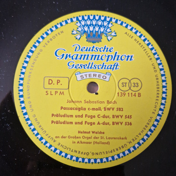 Helmut Walcha · J. S. Bach* : Orgelmusik (Grosse Orgel Der St. Laurenskerk, Alkmaar) (LP, Album)
