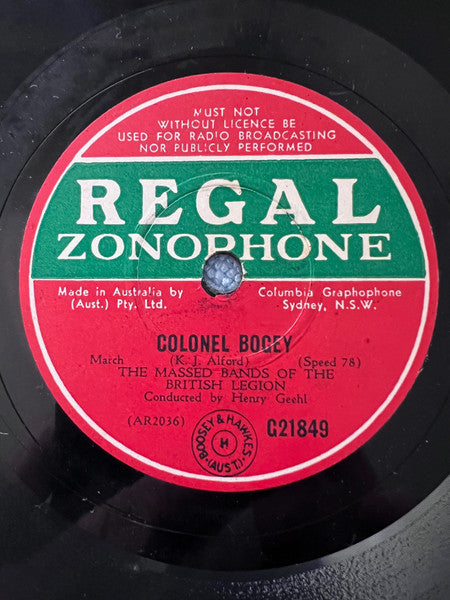 The Massed Bands Of The British Legion : Quand Madelon / Colonel Bogey (Shellac, 10")