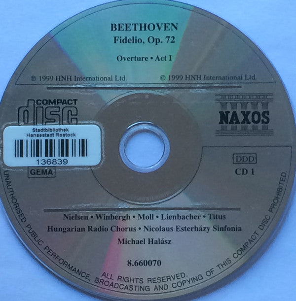 Beethoven* - Nielsen*, Winbergh*, Moll*, Titus*, Lienbacher*, Pecoraro*, Hungarian Radio Chorus*, Nicolaus Esterházy Sinfonia, Michael Halász : Fidelio (2xCD, Album)