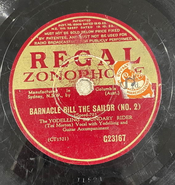 Tex Morton (2) : Barnacle Bill The Sailor (No.2) / Peg Leg Jack  (Shellac, 10")