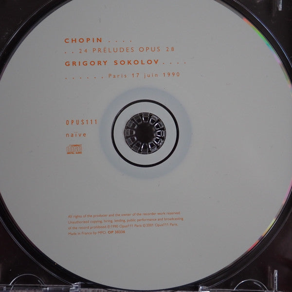 Frédéric Chopin - Grigory Sokolov : 24 Préludes Opus 28, Paris 17 Juin 1990 (CD, RE)